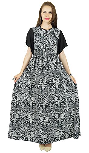 Bimba Frauen Boho gotischen Stil Lange Maxi-Kleid mit Rüschen Kimono Sleeves- elastische Taille von Bimba