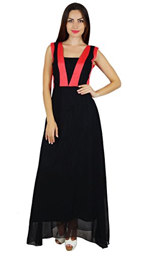 Bimba Frauen Sleeveless langes Maxi Kleid Schiere Georgette Kleid edel schicke Kleidung von Bimba