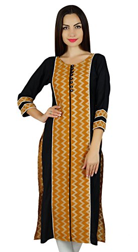 Bimba Frauen ethnischer Baumwolle Kurta gerade Designer Kurti 3/4 Ärmel Tunika indische Bluse von Bimba