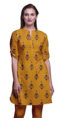 Bimba Frauen gerade Kurta Stehkragen gedruckt Kleid Kurze Kurti Tops von Bimba
