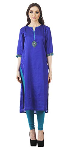 Bimba Frauen schicke Art Tunika Indian gerade Kurta Kurti mit Hand-Perlen Arbeit Spitzenbluse von Bimba