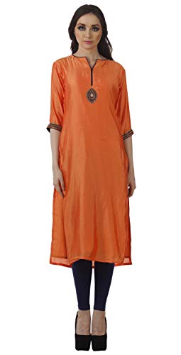 Bimba Frauen schicke Art Tunika Indian gerade Kurta Kurti mit Hand-Perlen Arbeit Spitzenbluse von Bimba