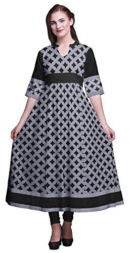 Bimba Grau Kurve Diamant geometrisch gedruckt Anarkali Kurti Kurta der Frauen wehte Maxi Bluse aus Large von Bimba