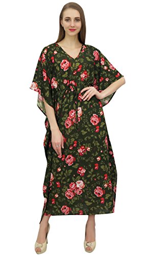 Bimba Indian Kaftan Kleid Cotton Grün Maxi-Kleid-Abdeckung Frauen Kaftan Dress-54 von Bimba