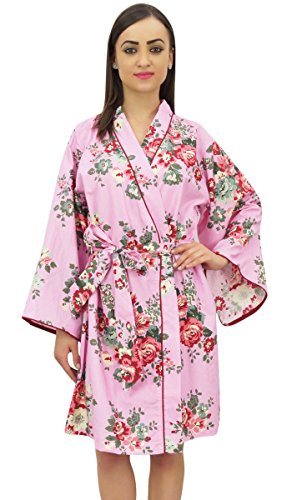 Bimba Mädchen Kimono Robe Frauen Kurz mit Gürtel Vertuschung-Blumenmuster Nachtwäsche-54 von Bimba