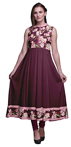 Bimba Maulbeere lila Blumen- indische Lange Kurti für Frauen Party wear ärmelloses Anarkali Kurti Dress XXX-Large von Bimba