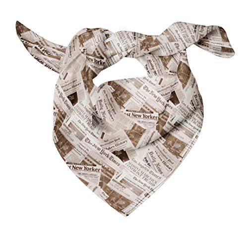 Bimba Weiß Zeitung mischen bedruckter reiner seidenhals wickeln sommerhaar bandanas für frauen 40 x 40 Zoll von Bimba