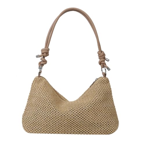 Bimhayuu Handgewebte Handtasche Große Stroh-Strandtasche Für Frauen Stroh-Boho-Einkaufstasche Sommer-Gewebte Handgemachte Handtasche Strand-Umhängetasche Eimer-Geldbörse Mit Henkel (Kahki) von Bimhayuu