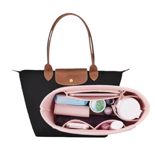 Handtaschen-Organizer Tascheneinsatz-Organizer, Geldbörsenzubehör Filz-Organizer mit Schlüsselanhänger wasserdicht multifunktionaler Tragetasche Fächern für Frau Damen (Rosa,M) von Bimhayuu