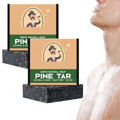 Männer Seife Natürliche Seifenstücke für Männer pine tar soap Ganz natürliche Seife Kaltverfahren hergestellte handgemachte Seife zur Feuchtigkeitsversorgung Aufhellung Körper Gesichts (2 STK) von Bimhayuu