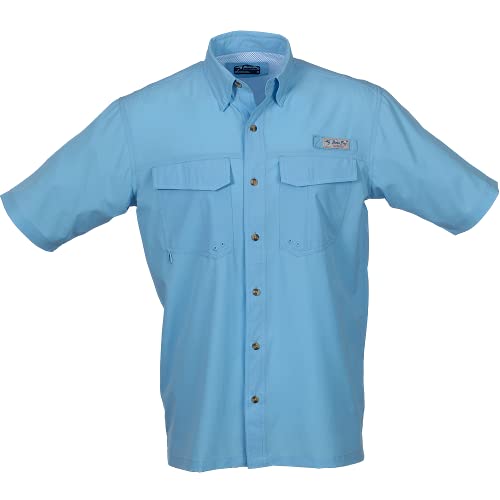 Bimini Bay Outfitters LTD Bimini Flats V Herren Kurzarm-Angelshirt mit BloodGuard Plus, Placid Blue (sanftes blau), XL von Bimini Bay