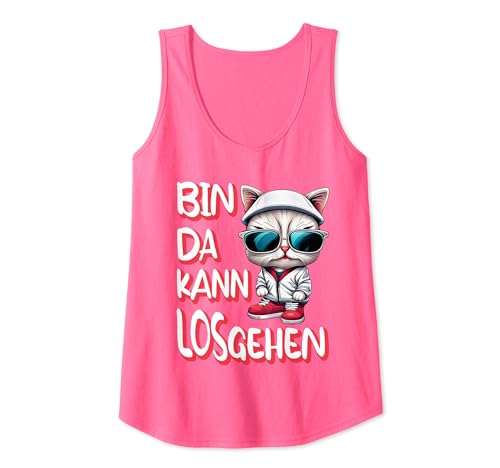 Damen Katze Bin da kann losgehen lustiges Statement Katzen Tank Top von Bin Da Kann Losgehen Katzen Spruch Lustige Katze