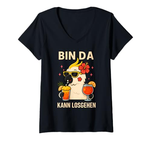 Damen Bin Da Kann Losgehen Für Mädelsabend Malle JGA T-Shirt mit V-Ausschnitt Damen Bin Da Kann Losgehen Für Mädelsabend Malle JGA T-Shirt mit V-Ausschnitt von Bin Da Kann Losgehen Party Outfit Frauen