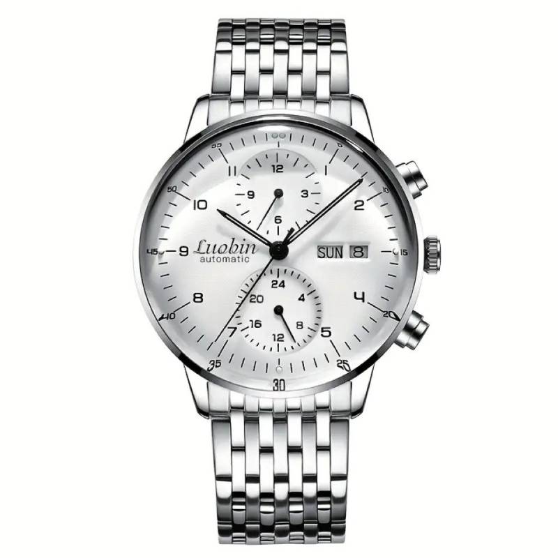 BinBond Automatikuhr Herrenuhr Automatik Armbanduhr Chronograph Edelstahl Leder Mechanisch, Chronograph, Datum & Wochentag, Edelstahl - inkl. Box BinBond Automatikuhr Herrenuhr Automatik Armbanduhr Chronograph Edelstahl Leder Mechanisch, Chronograph, Datum & Wochentag, Edelstahl - inkl. Box von BinBond