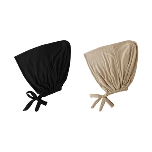 Frauen Undercap Hijab,2 PCS Baumwolle Unterschal Hijab Kopftuch Damen Solid Color Hijab Untertuch Turban Mütze Unterschal Hijab mit Tie Back Closure von BinPhorm