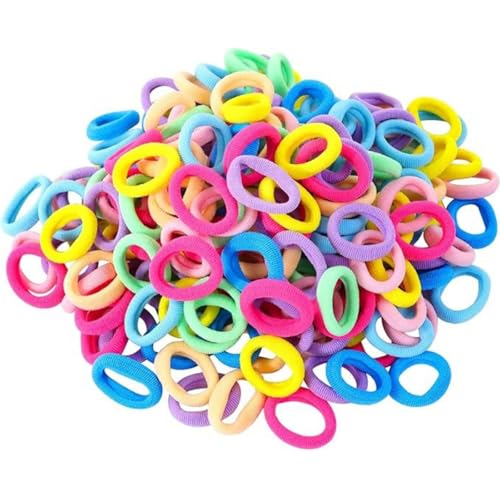 Haargummis Mädchen,200 PCS Klein Haargummi Mini Nahtlose Haarbänder Elastische Soft Zopfgummis Bunte Haar Gummiband für Mädchen Kinder Kleinkinder Baby von BinPhorm