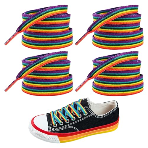 2 Paar Regenbogen SchnüRsenkel,Pride Sticker Bunte SchnüRsenkel,Lgbtq Accessoires,Regenbogen,Gay Pride Outfit Regenbogen Accessoires,Csd Pride Accessoires,Armband Merch Pin Rainbow Bunt Sportschuhe von BinXiaoQin