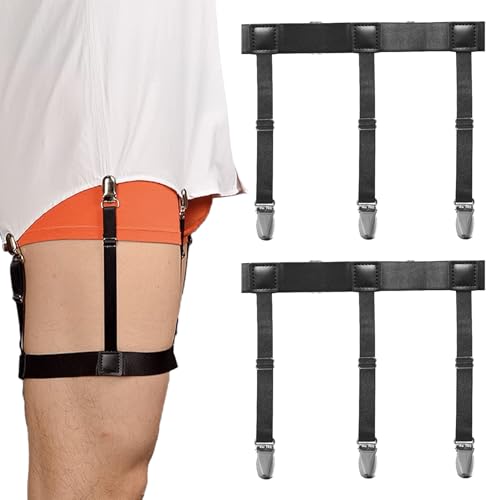 2 Stück Hemdhalter Herren,Elastisch Hemd Halter Herren,Rutschfest Shirt Stays,Mit Rutschfest Sperrung Hemd-Halter Adjustable und Wiederverwendbare Herren Hemdhalter Männer und Frauen (Schwarz) von BinXiaoQin