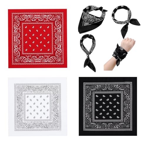 3 Stück Bandana RotRotes Halstuch Rotes Kopftuch Rot,TaschentüCher Rotes Bandana Herren,Pirat Halstuch Piraten Cowgirl Cowboy Tuch KostüM,Kinder ZubehöR HalstüCher von BinXiaoQin