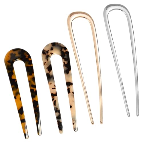 4 Stück French Hair Pin,U-Förmige Zarte Haarnadeln Klein,French Pin Chignon Retro,Simple Französische Haarspange,Haarklemmen Damen zum Retrolook,für Frauen und Mädchen Hochsteckfrisuren Accessoires von BinXiaoQin