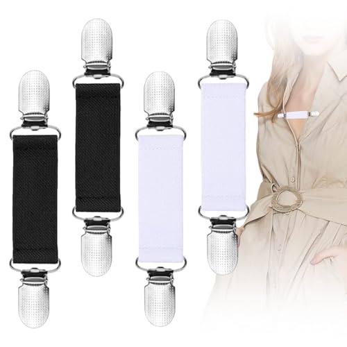 4 Stück Waist Clip,Cinch Clip Pullover,Hosenträger Clips für Kleidung Elastisch Bundre,Cardigan Clip Blusenclip Hinten,Hosenbund Enger Machen,Cinch Clips Shirt Verstellbare,Waistclips,Tshirt Tightener von BinXiaoQin