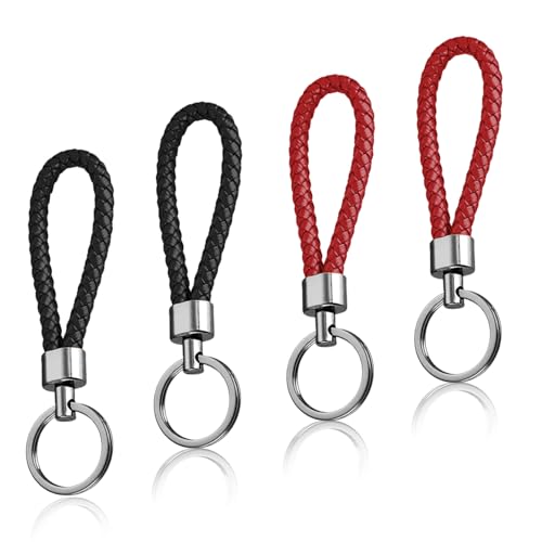 4 Stück SchlüSselanhäNger Geflochten für SchlüSselband Kurz SchlüSselbund Armband SchlüSselanhäNger Leder Geflochtener Keychain SchlüSselbäNder AutoschlüSselanhäNger SchlüSselanhäNger Band Key Chain von BinXiaoQin