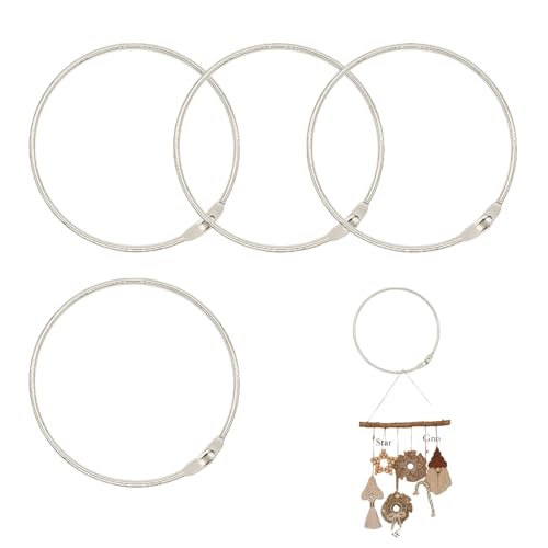 BinXiaoQin 4 Stück Warenring Schlüsselring,Schlüsselring Groß,Schlüsselringe Groß Quick Öffnung,Duschvorhang Ringe,Buchring,Metallringe zum Basteln,Warenringe Multifunktional,Rund Karabinerhaken von BinXiaoQin
