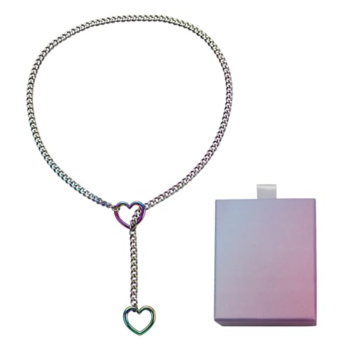 BinXiaoQin slip chain necklace (Verlaufsfarbe) Kette Herz Damen,Herz Kette Anhänger,Kette Mit Herz,Halsketten für Frauen,Heart Necklace,für Freunde Personalisierte Punk Gothic﻿ Frauen Herz Necklace von BinXiaoQin