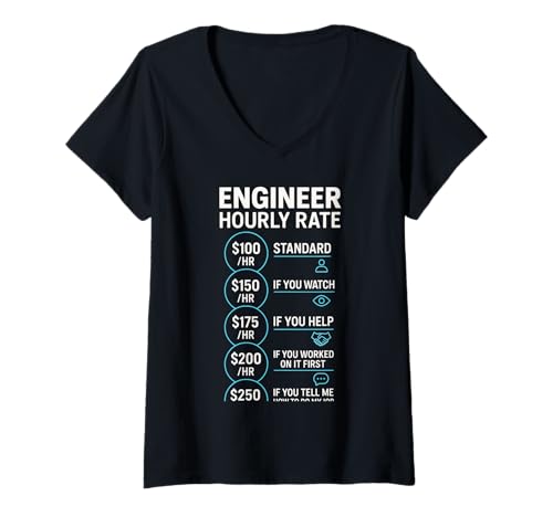 Damen Engineer Hourly Rate - Informatik Programmierer T-Shirt mit V-Ausschnitt Damen Engineer Hourly Rate - Informatik Programmierer T-Shirt mit V-Ausschnitt von Binärcode Coding Nerd Geek Software Entwickler