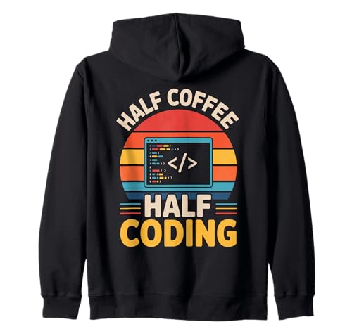 Half Coffee Half Coding Retro Coding Geeks für Herren Kapuzenjacke Half Coffee Half Coding Retro Coding Geeks für Herren Kapuzenjacke von Binary Coding Code Computer Geek Programming Coder