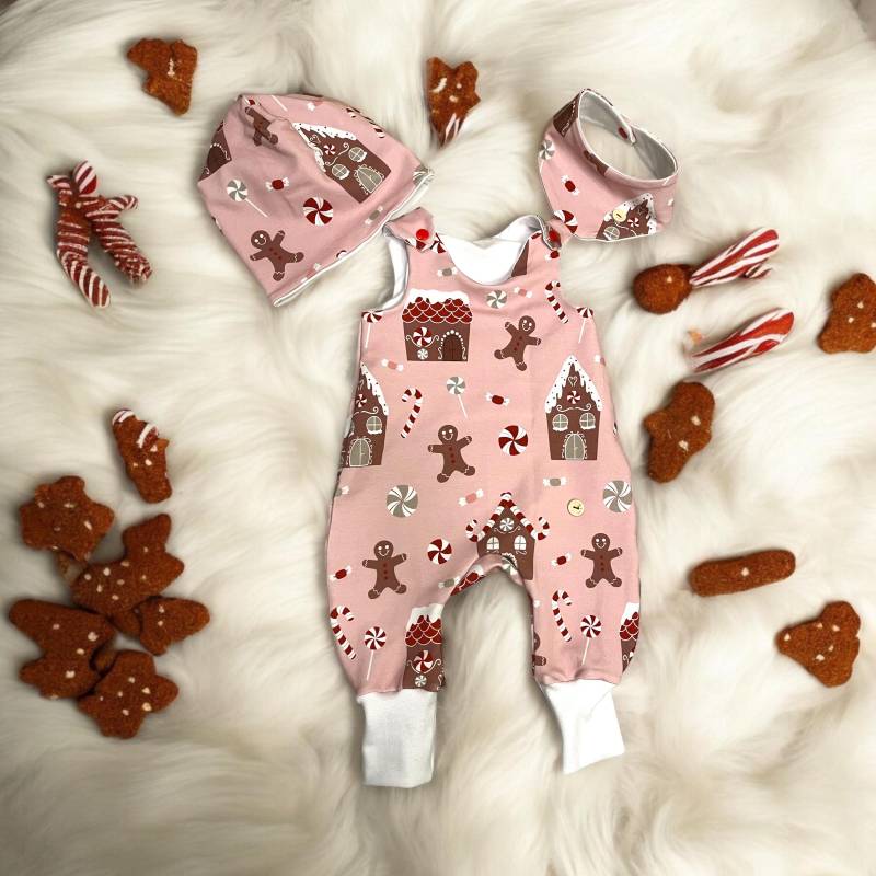 Babystrampler Set Mädchen Weihnachten Lebkuchen I Strampelanzug Baby Mit Mütze Und Halstuch Geschenkset Strampler Handmade von BinesWunderladen
