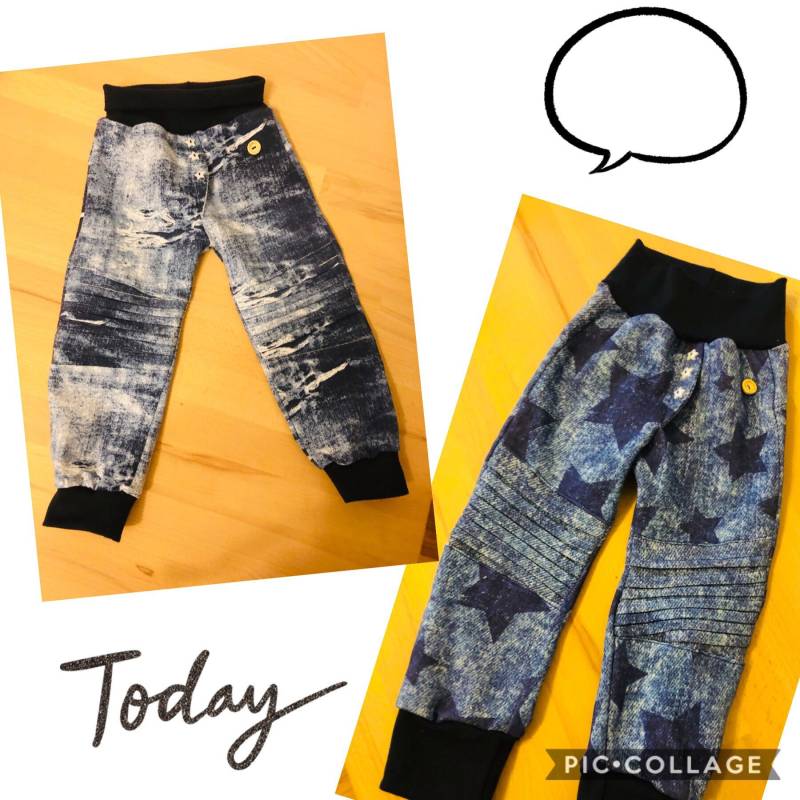 Hose Kinder Bequem Ohne Knöpfe Gummizug Jeans Kita Junge Handmade Sweathose Jeansoptik Alleine Anziehen Used von BinesWunderladen