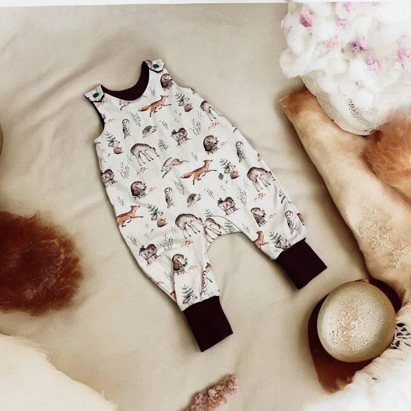 Strampler Baby Rehe Playsuit Neutral Strampelanzug Ohne Füße Geschenk Geburt Mädchen Waldtiere Babykleidung Praktisch Unisex von BinesWunderladen