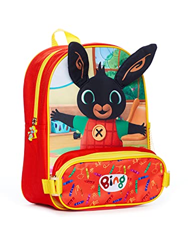 Bing Bunny Kinder Rucksack mit Federmäppchen Floppy Ears, Orange, One size von Bing