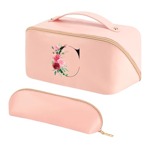 Binggemen Muttertagsgeschenke für Mutter, personalisierte Geschenke für Frauen, Reise-Make-up-Tasche, Pink, Buchstabe C von Binggemen