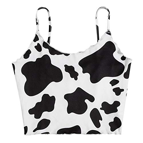 Binggong Damen All-Match Weste Cow Print Weste Sexy Print Ultra kurz, Y2k Sommer Mädchen Fashion Trend Style, Mode Crop Top Tank Top Freizeitweste von Binggong