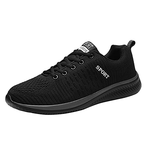 Binggong Herren Laufschuhe Sneaker Atmungsaktiv rutschfest Turnschuhe Sportschuhe Joggingschuhe Walkingschuhe Fitness Schuhe Männer Low-Top Textil Schuhe Fitnessschuhe (Schwarz, Numeric_38) von Binggong