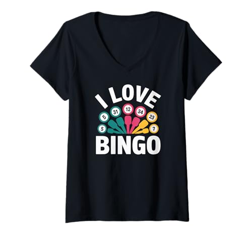 Damen Ich Liebe Bingo Numbers Fun T-Shirt mit V-Ausschnitt Damen Ich Liebe Bingo Numbers Fun T-Shirt mit V-Ausschnitt von Bingo Enthusiast Fun Numbers Game