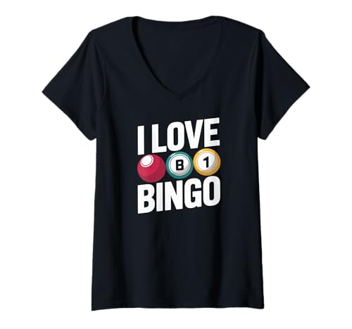 Damen Ich Liebe Bingo B1 Enthusiast Design T-Shirt mit V-Ausschnitt Damen Ich Liebe Bingo B1 Enthusiast Design T-Shirt mit V-Ausschnitt von Bingo Enthusiasts Bingo Night Fun