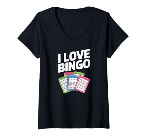 Damen Ich Liebe Bingokarten, Design für Enthusiasten T-Shirt mit V-Ausschnitt Damen Ich Liebe Bingokarten, Design für Enthusiasten T-Shirt mit V-Ausschnitt von Bingo Enthusiasts Fun Time Lovers