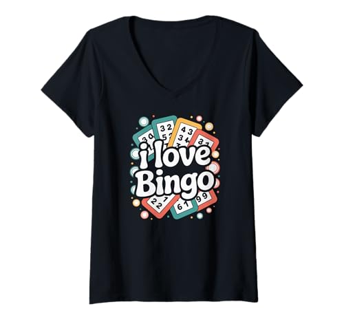 Damen Ich Liebe Bingo Fun Numbers Enthusiast T-Shirt mit V-Ausschnitt Damen Ich Liebe Bingo Fun Numbers Enthusiast T-Shirt mit V-Ausschnitt von Bingo Game Enthusiast Passion Playful
