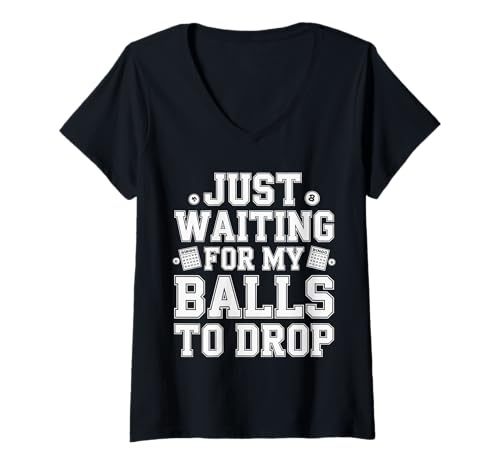 Damen Just Waiting for My Balls to Drop Bingo Hobbyspiel - T-Shirt mit V-Ausschnitt von Bingo Senioren Spaß Hobby