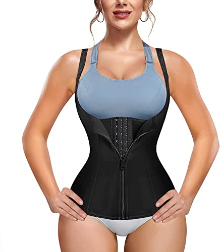 Bingrong Damen figurformend Unterbrustkorsett Bauchweg Shape-Top stark formend Körperformer Unterbrust Mieder verstellbar Oberteil Body, Schwarz, M von Bingrong