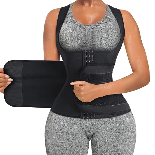 Bingrong Fitness Waist Trainer Damen Neoprene Sauna Bauchweggürtel Schwitzgürtel Bauch Weg Stark Formend Kosett Taillenformer Unterbrust Corsage Shapewear (XL) von Bingrong