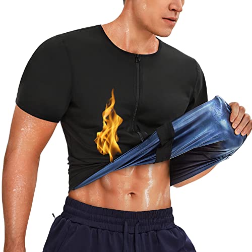 Bingrong Sauna Shirt Herren Abnehmen Schwitzanzug Sauna Weste Bauchweg Body Shaper Neopren Körperformer Saunaanzüge Shirt Fitness Korsett Schwitweste Shapewear Tank Top (Schwarz, XXL) von Bingrong