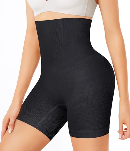Bingrong Shapewear Damen Bauchweg Unterhose Hohe Taille Body Shaper Nahtlose Miederhose Mit Bein Figurenformend Miederpant Stark Formende Shaping Unterwäsche Kurze Leggings Shorts (Schwarz, 3XL-4XL) von Bingrong