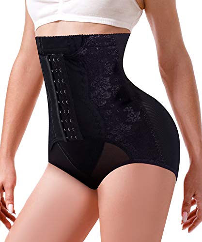 Bingrong Damen Miederhose formender Miederslip Bauchweg Unterhose Sheapwear Po Push-up & Lifter Panty Rücken teiltransparent Höschen Formslip, Figur Shaping Miederpants,Schwarz Gr. M von Bingrong