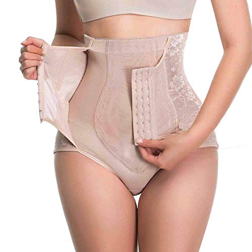 Bingrong Damen Miederhose formender Miederslip Bauchweg Unterhose Sheapwear Po Push-up & Lifter Panty Rücken teiltransparent Höschen Formslip, Figur Shaping Miederpants,Hautfarben Gr. XL von Bingrong