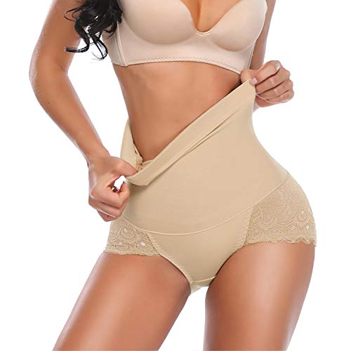 Bingrong Damen Miederslip stark formend Bauch Weg Spitze Push-Up Taillenslip,Hautfarben,L von Bingrong