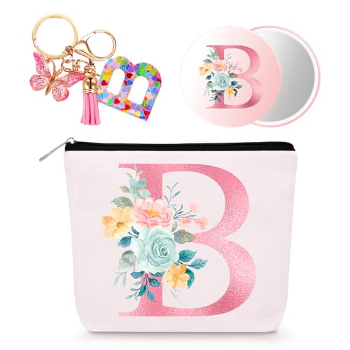 Bingtoo Personalisierte Geschenke Frauen, Kosmetiktasche mit Schlüsselanhänger und Spiegel, Make Up Tasche Kulturbeutel Makeup Bag, Geburtstagsgeschenke für Teenager Mädchen Mama Beste Freundin (B) von Bingtoo